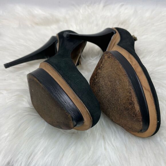 Elisabetta Franchi | black suede heels 38 front platform look - Picture 7 of 9